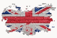 Brick wall mockup, United Kingdom flag psd