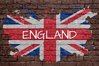 Brick wall mockup, United Kingdom flag psd