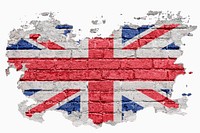 Brick wall mockup, United Kingdom flag psd