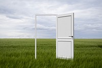 Door to nature background, green environment design