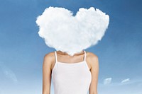 Cloud head background, surreal woman design