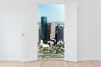 City living collage element, white interior psd