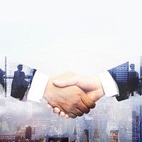 Business, hand holding background, remixed media design