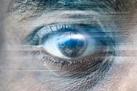 Eye scanning background, technology, remixed media design