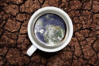 Save the earth background, cup remixed media design psd