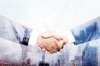 Hands holding background, business technology remixed media design