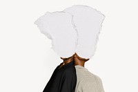 Apparel mockup, torn paper head, remixed media design psd