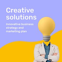 Creative solutions Instagram post template, business remixed media vector