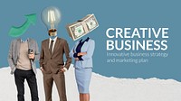 Creative business banner template, abstract remixed media vector