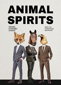 Animal spirits poster template, business remixed media psd