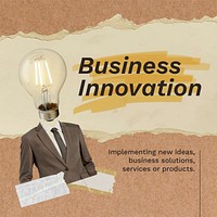 Business innovation Instagram post template, abstract remixed media vector