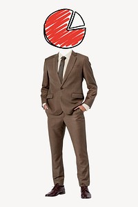 Pie chart head businessman, business analyst remixed media psd