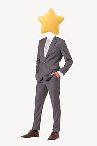 Star head businessman, top employee remixed media psd