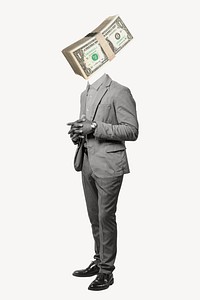 Money head investor, finance, business remixed media psd