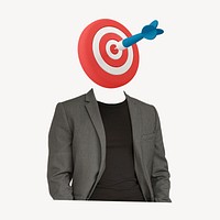 Dartboard head businessman, business targeting remixed media psd