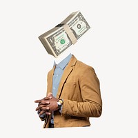 Money head investor, finance, business remixed media psd