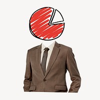 Pie chart head businessman, business analyst remixed media psd