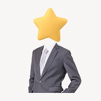 Star head businessman, top employee remixed media psd