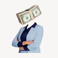 Money head investor, finance, business remixed media psd