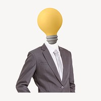 Businessman light bulb head, business, creative remixed media psd