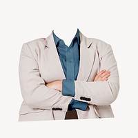 Headless businesswoman sticker, arms crossed gesture image psd