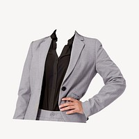 Headless businesswoman sticker, wearing suit image psd