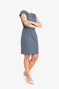 Headless businesswoman, arms crossed gesture, full body image