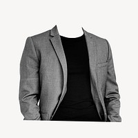 Headless businessman sticker, wearing suit image psd