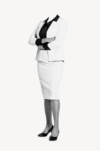 Headless businesswoman sticker, arms crossed psd