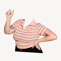 Headless woman wearing striped t-shirt, casual fashion psd