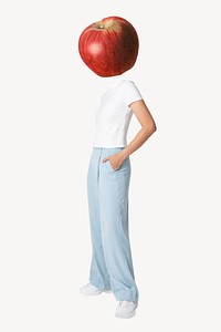 Apple head woman, student, education remixed media psd