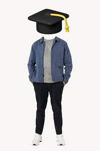 Surreal graduate man, abstract education remixed media psd