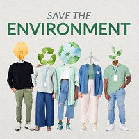 Environment Instagram post template, save the world remixed media  vector