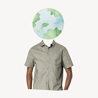 Globe head man, environment remixed media psd