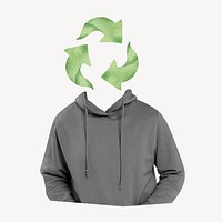 Recycle symbol head man, environment remixed media psd