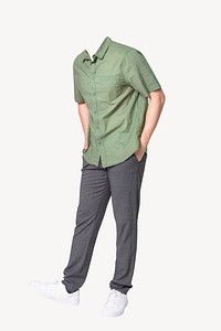 Headless man wearing shirt, men's casual fashion image psd