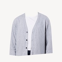 Headless man wearing gray cardigan, men's casual fashion psd