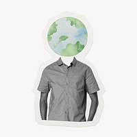 Globe head man, environment remixed media