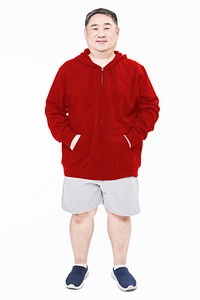 Sporty Asian man sticker, wearing hoodie psd