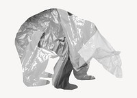 Plastic polar bear sticker, environment graphic psd