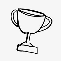 Trophy doodle sticker, cute business graphic vector