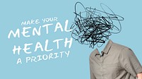 Mental health banner template, creative remixed media vector