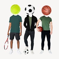 Sporty head men, remixed media psd