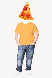 Pizza head man, junk food remixed media psd