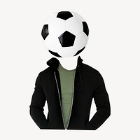 Soccer ball head man, sports remixed media psd