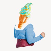 Soft serve head plus-size woman, dessert food remixed media psd