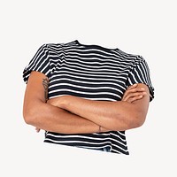 Headless woman wearing striped t-shirt, casual fashion psd