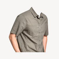 Headless man wearing shirt, men's casual fashion image psd