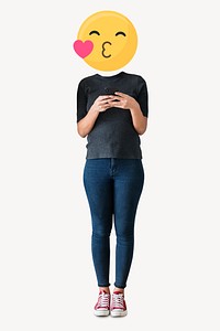 Flirty emoticon woman, social media addict remixed media psd