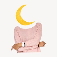 Crescent moon woman, spirituality remixed media psd